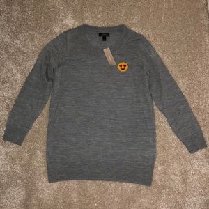J Crew Grey Heart Eye Emoji Tippi Crewneck Sweater